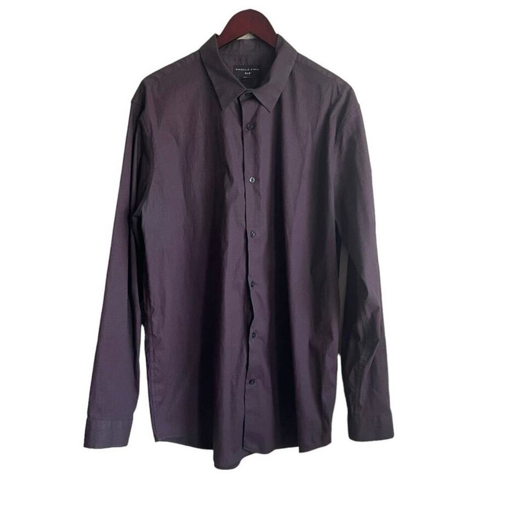 Shaquille O'Neal Mens Shirt XLT Purple‎ Pinstripe Long Sleeve Button Up Workwear